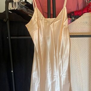 Peachy Cream Satin Slip Dress